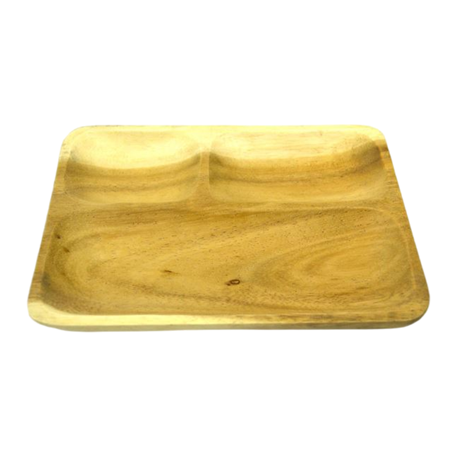 Wooden Platter 3 Section Natural