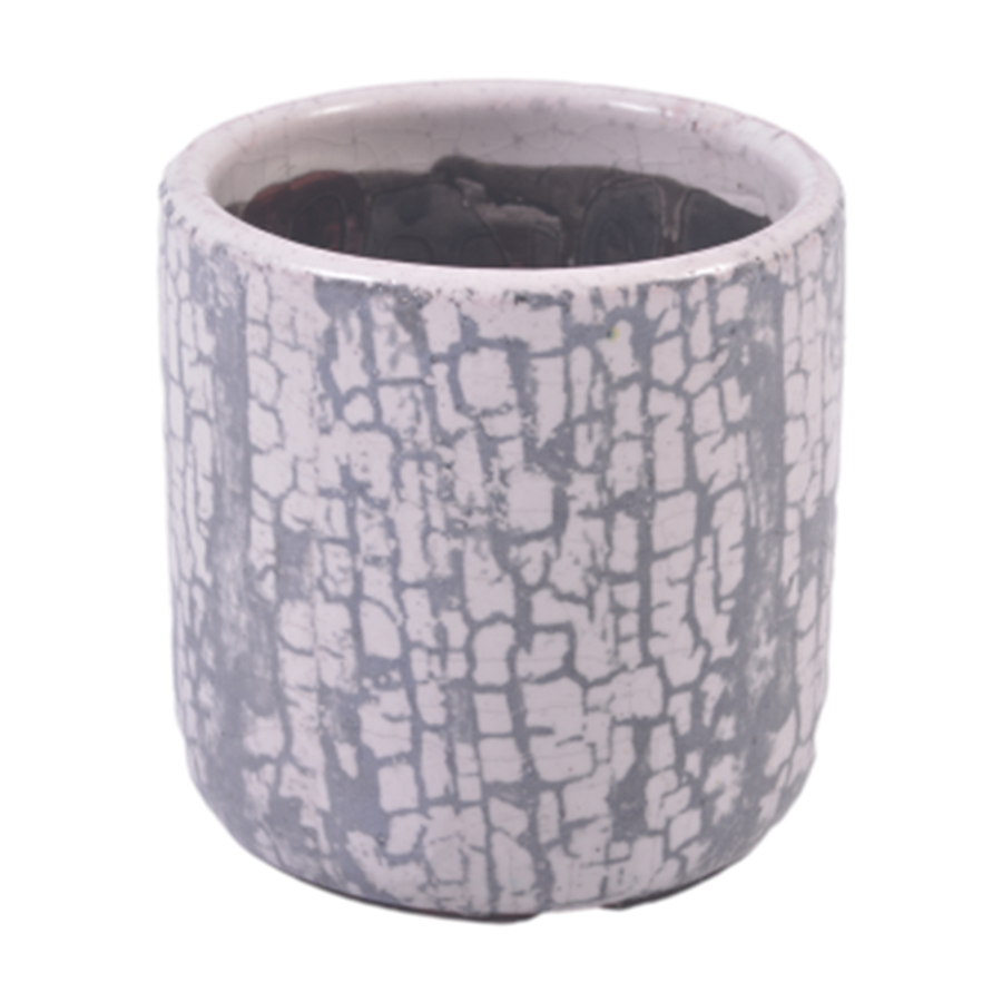 Ceramic Pot with Salt Pattern | Grey & Natural