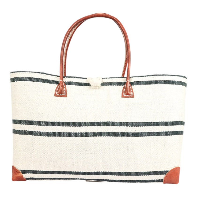 Wild Silk Bag With Leather Handles