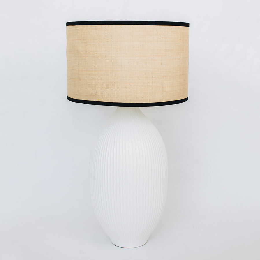 Light Raffia Lampshades with Black Trim