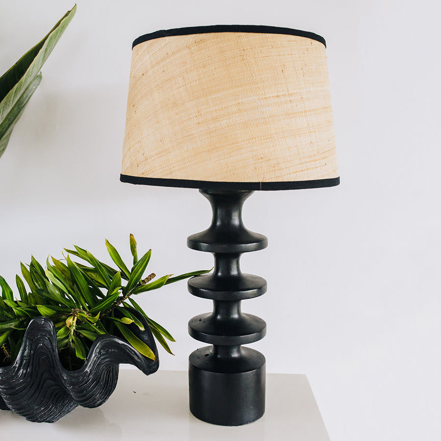 Small Stepped Lamp Base | Black