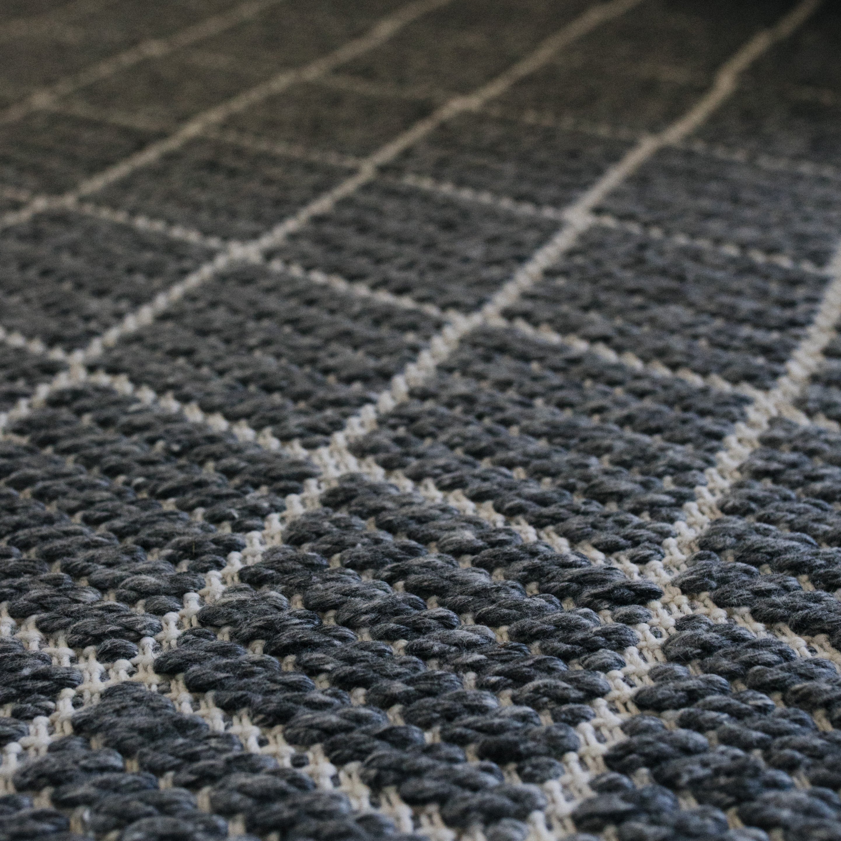 P.E.T Chunky Jacquard Dark Grey & White Rug