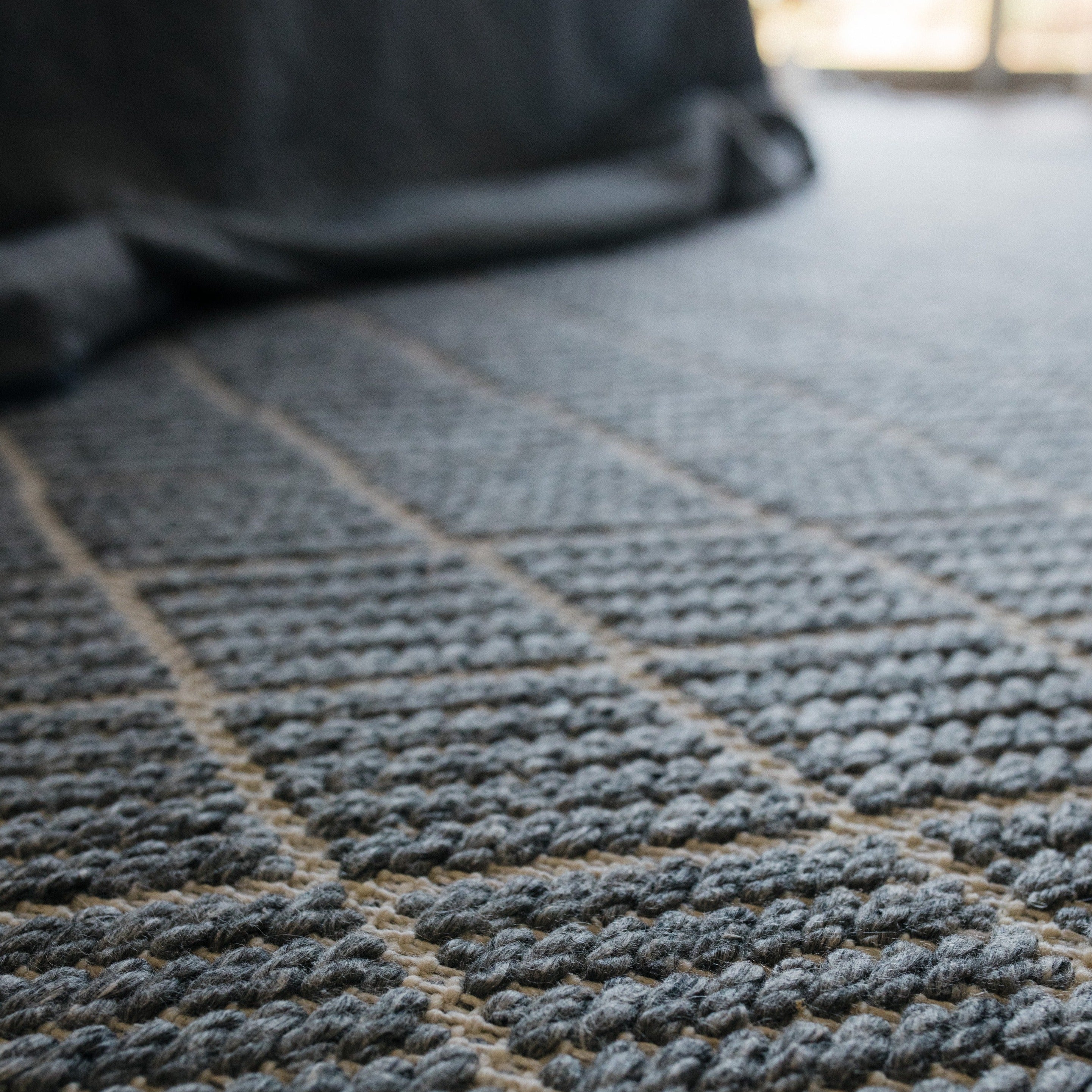 P.E.T Chunky Jacquard Dark Grey & White Rug