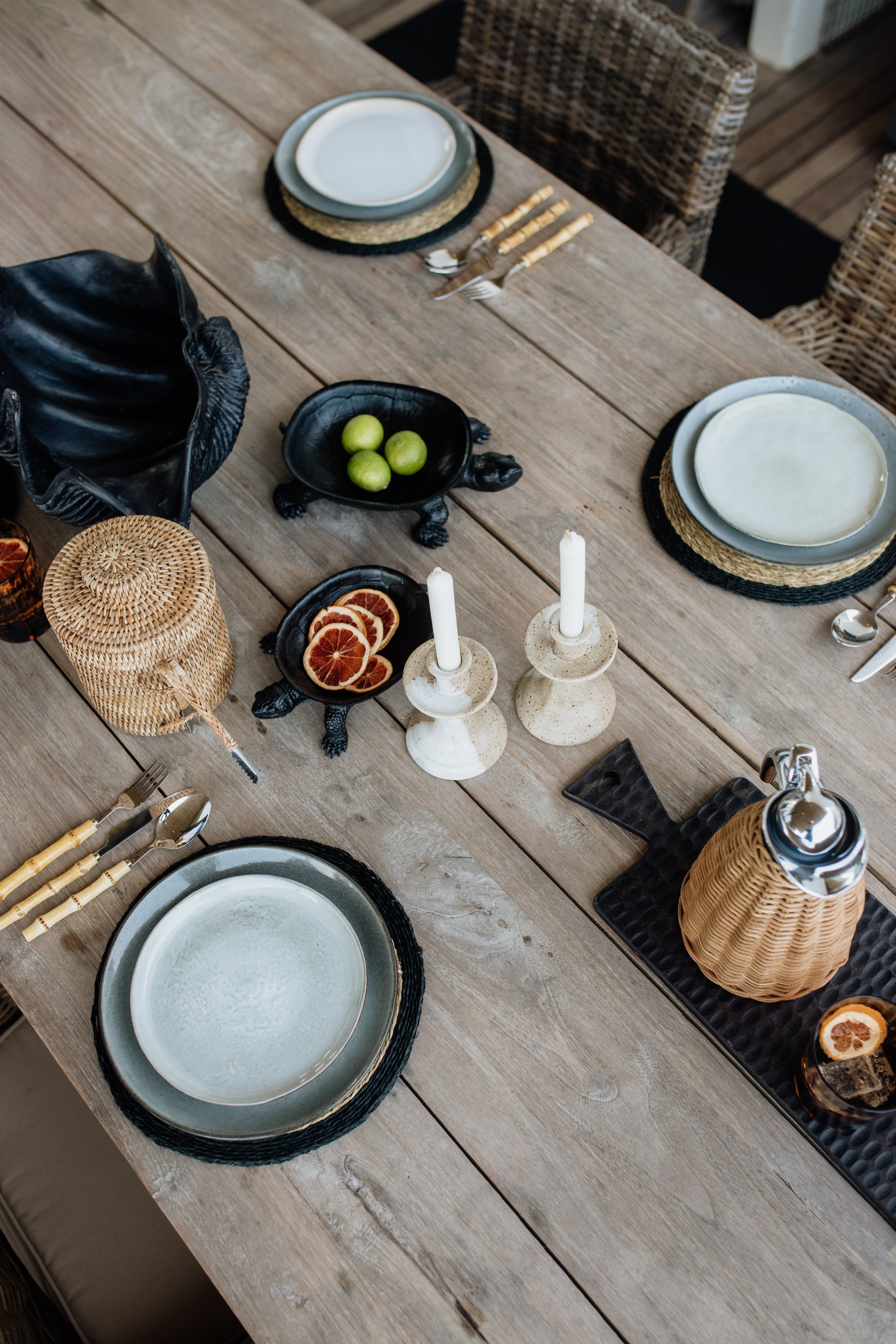 Thermal Rattan & Stainless Steel Flask | Light Tan