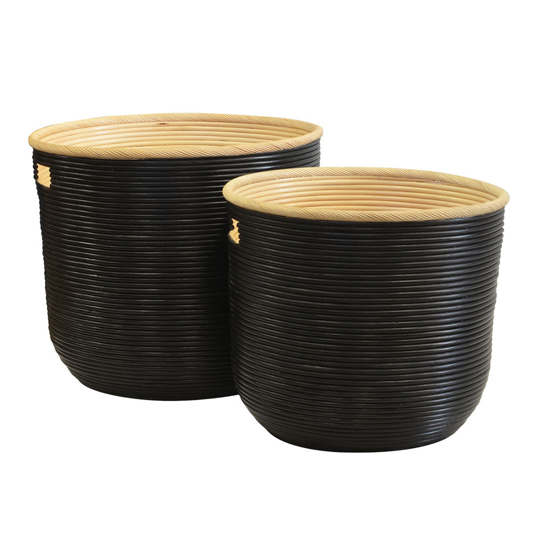 Natural & Black Basket | Set of 2