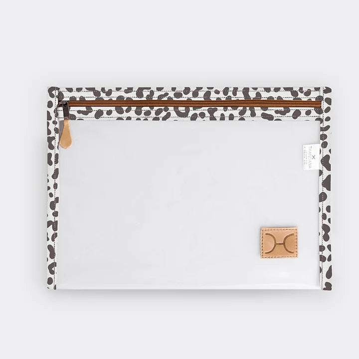 Clear Document Pouch Laminated Fabric | Cheetah – White