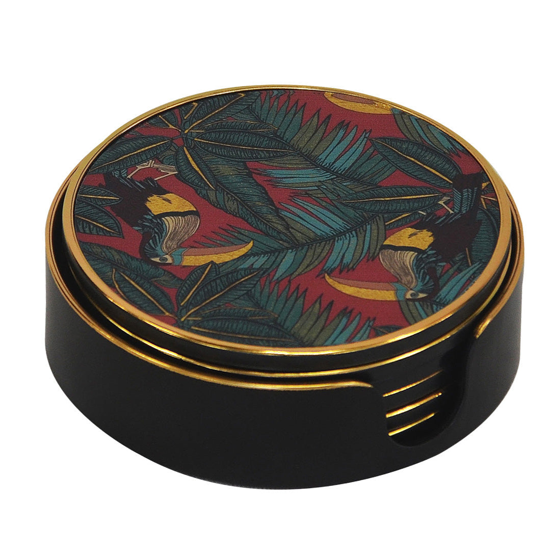 Round Tropical Bird Coasters | Set Of 6