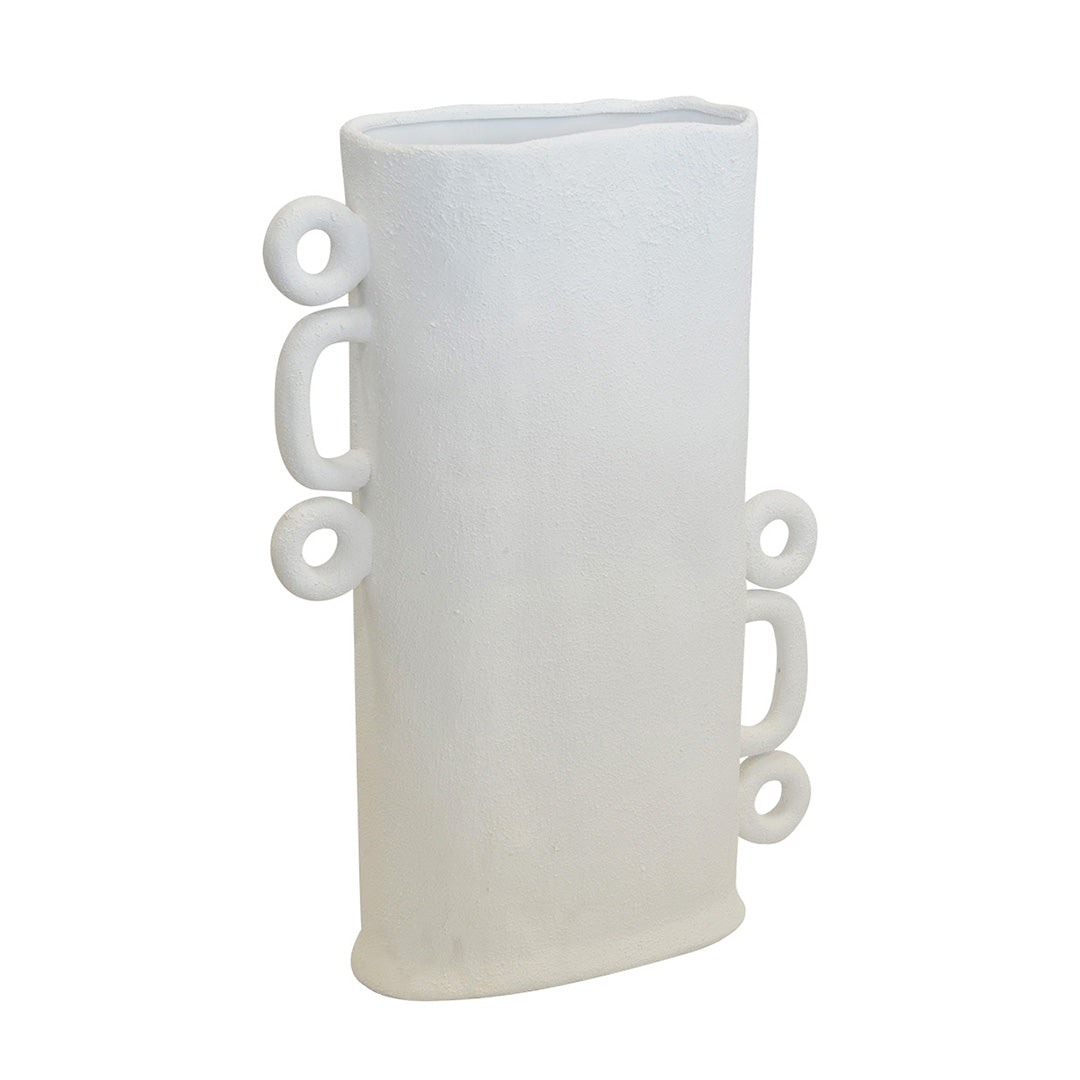 Spiral Clay Vase | White
