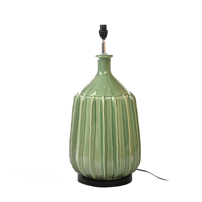 Ceramic Lamp with Fins| Green