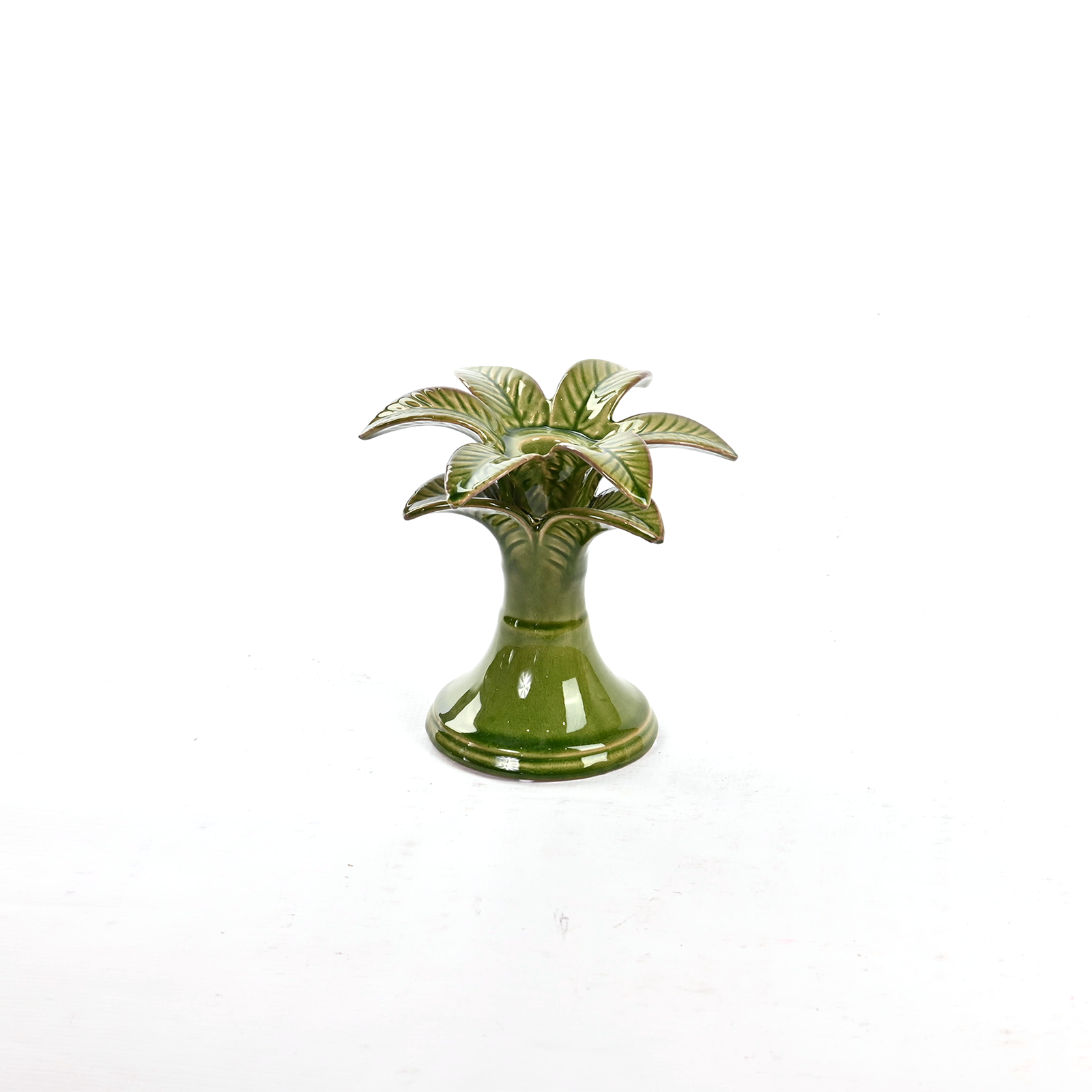 Ceramic Palm Candle Holder | Green