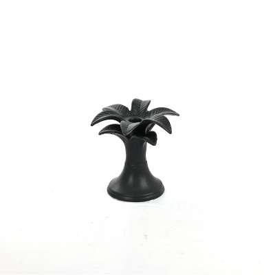 Ceramic Palm Candle Holder | Matt Black