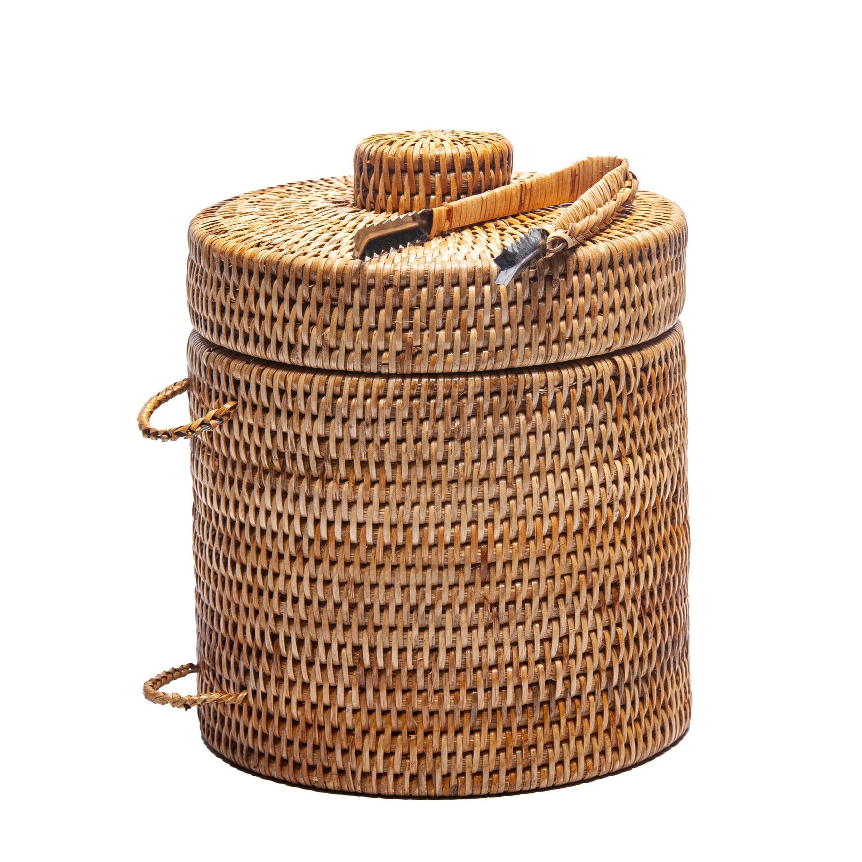 Rattan Ice Bucket with Tongs | Natural
