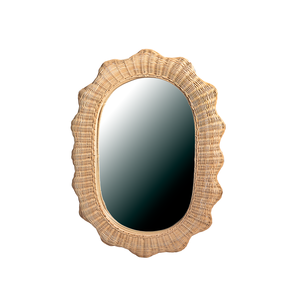 Oval Sun Natural Rattan Mirror