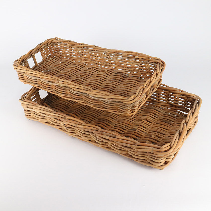 Rattan Thick Tray Set of 2 | Natural