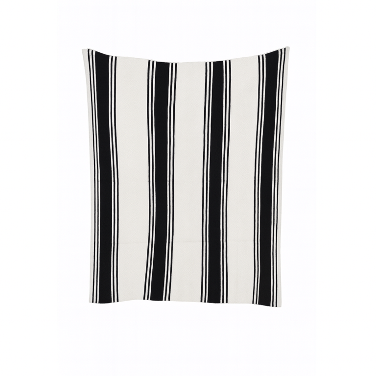 Stripe Cotton Throw | Natural & Black