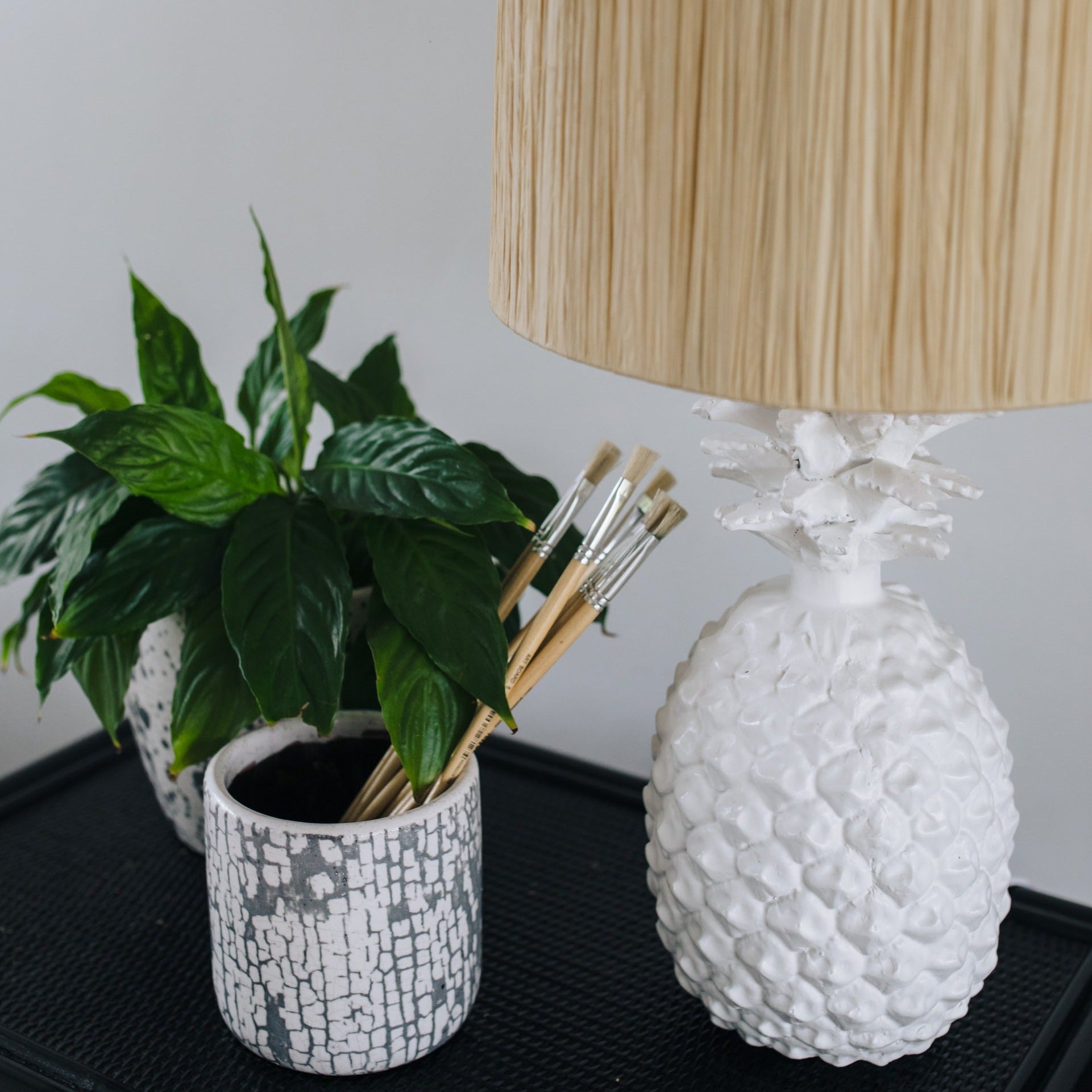 Pineapple Lamp Base | White