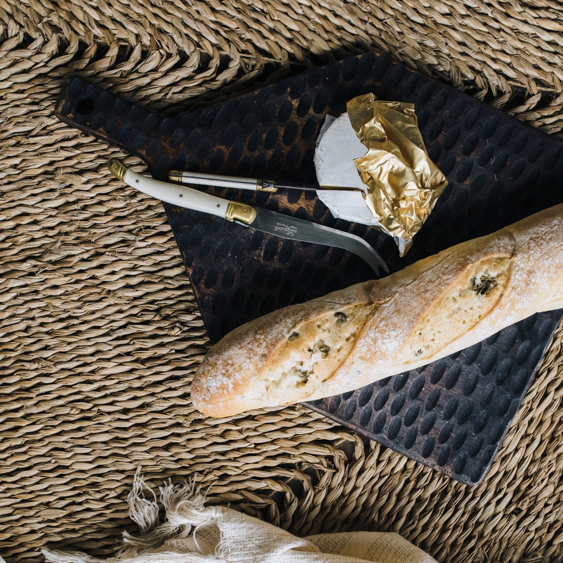 Dark Wooden Chopping Board with Dents & Handle