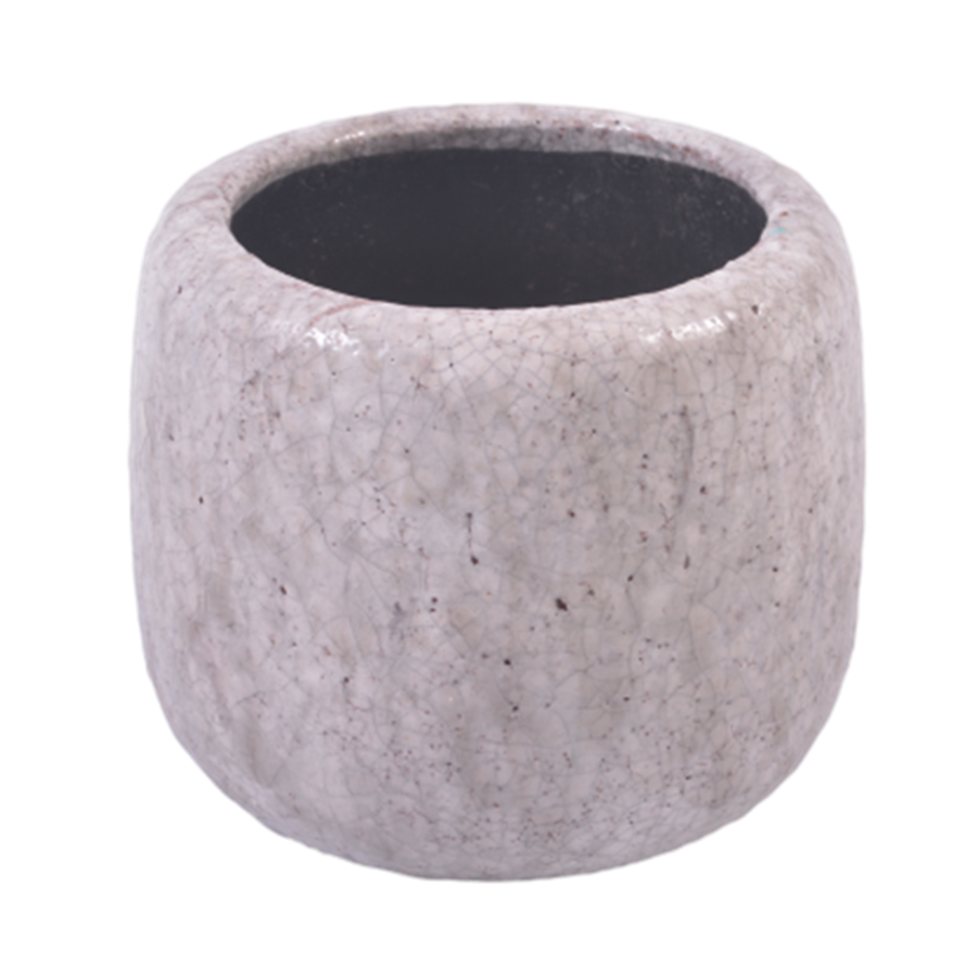 Ceramic Pot with Natural Salt Glaze | White