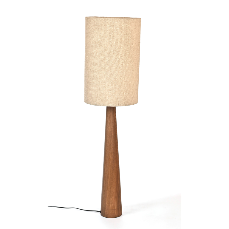 Wooden Lamp with Linen Shade