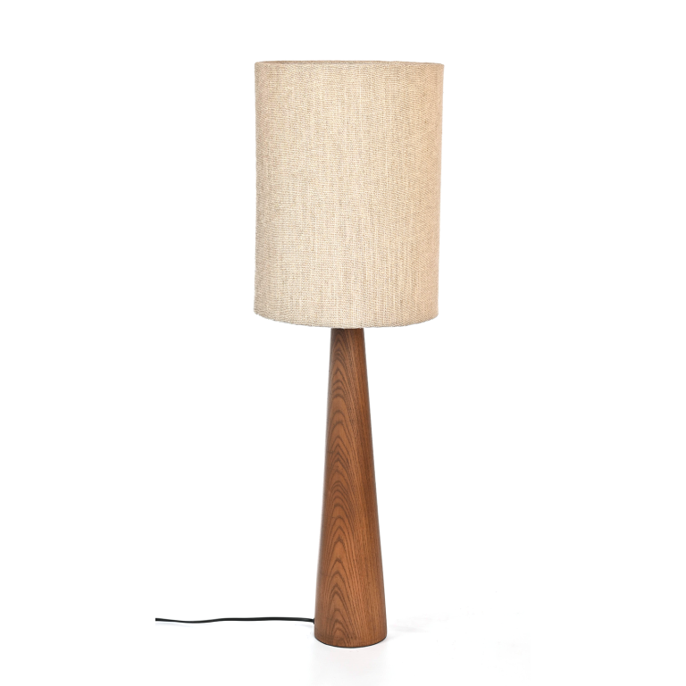 Wooden Lamp with Linen Shade