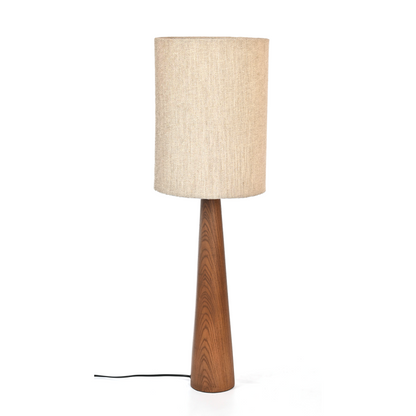 Wooden Lamp with Linen Shade