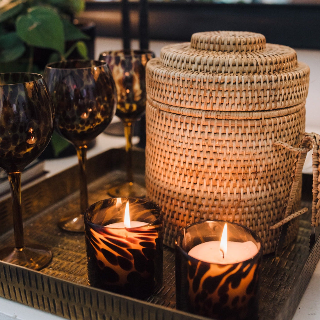 Rattan Ice Bucket with Tongs | Natural