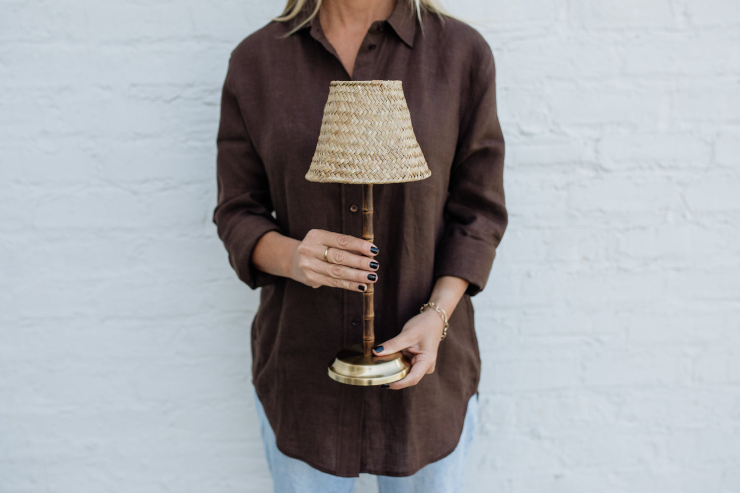 Bamboo Rechargeable Table Lamp With Lampshade