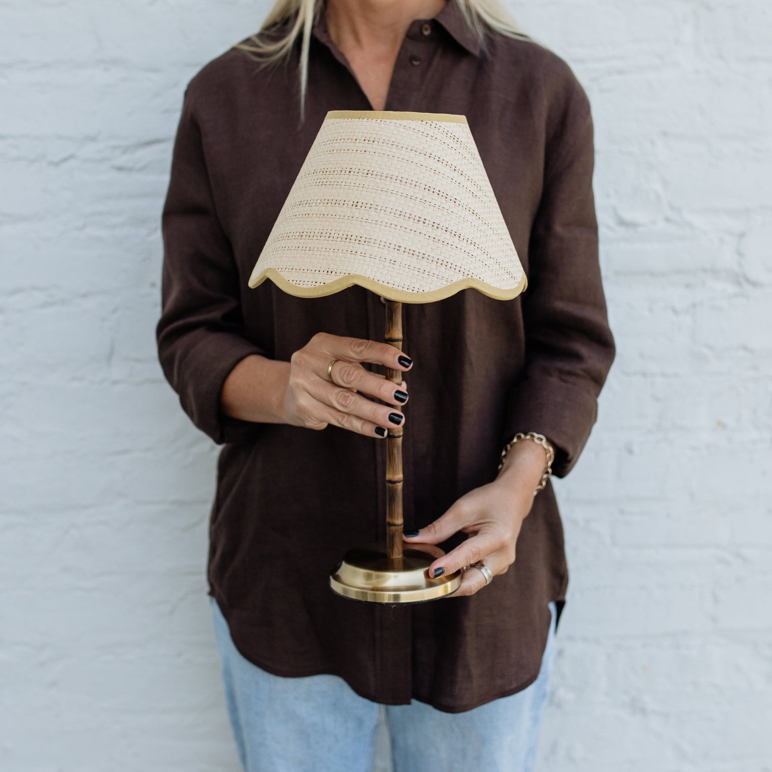 Bamboo Rechargeable Table Lamp With Lampshade