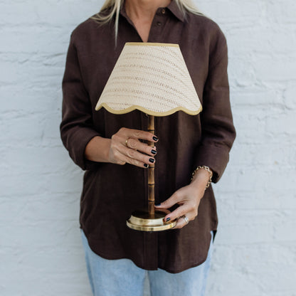 Bamboo Rechargeable Table Lamp With Lampshade
