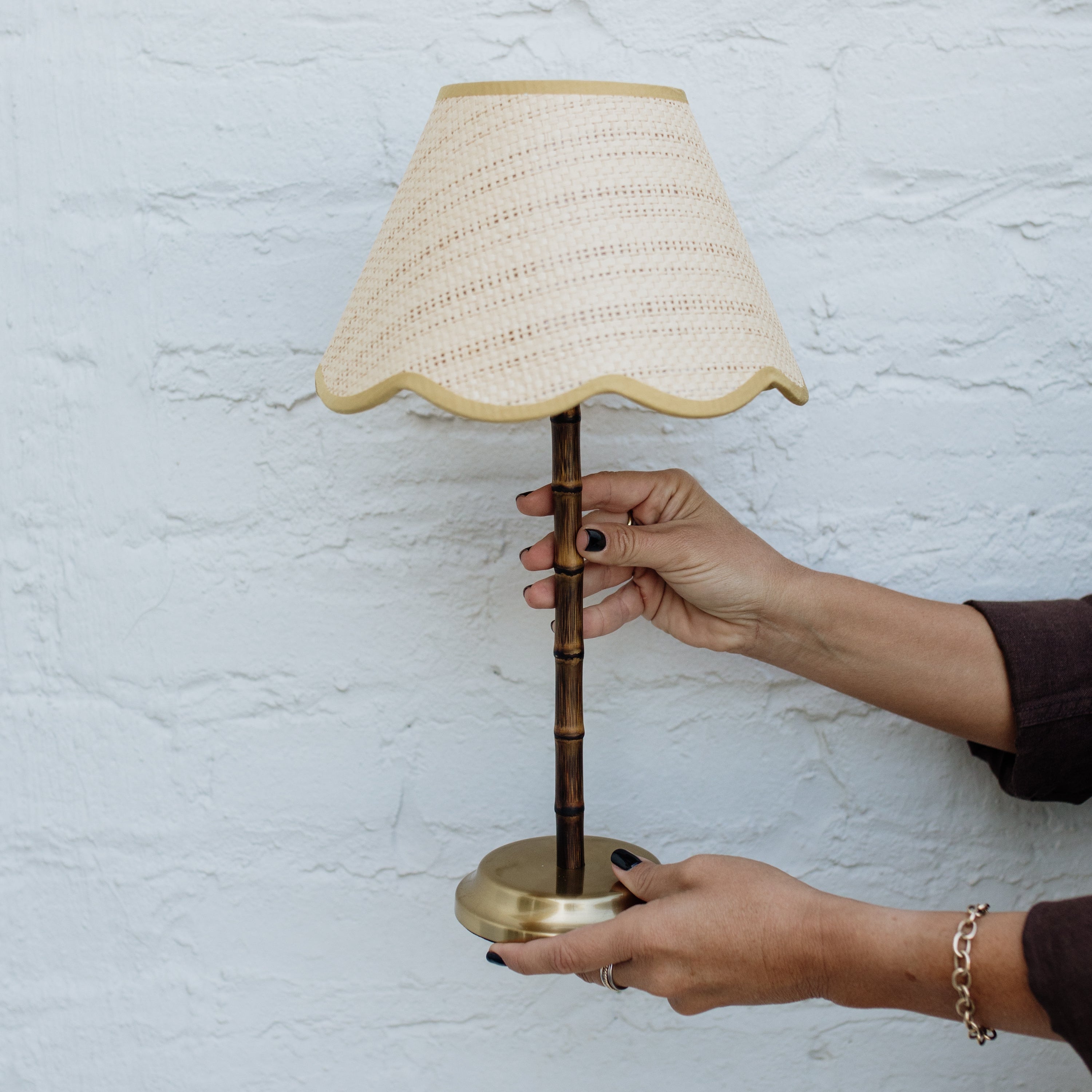 Bamboo Rechargeable Table Lamp With Lampshade