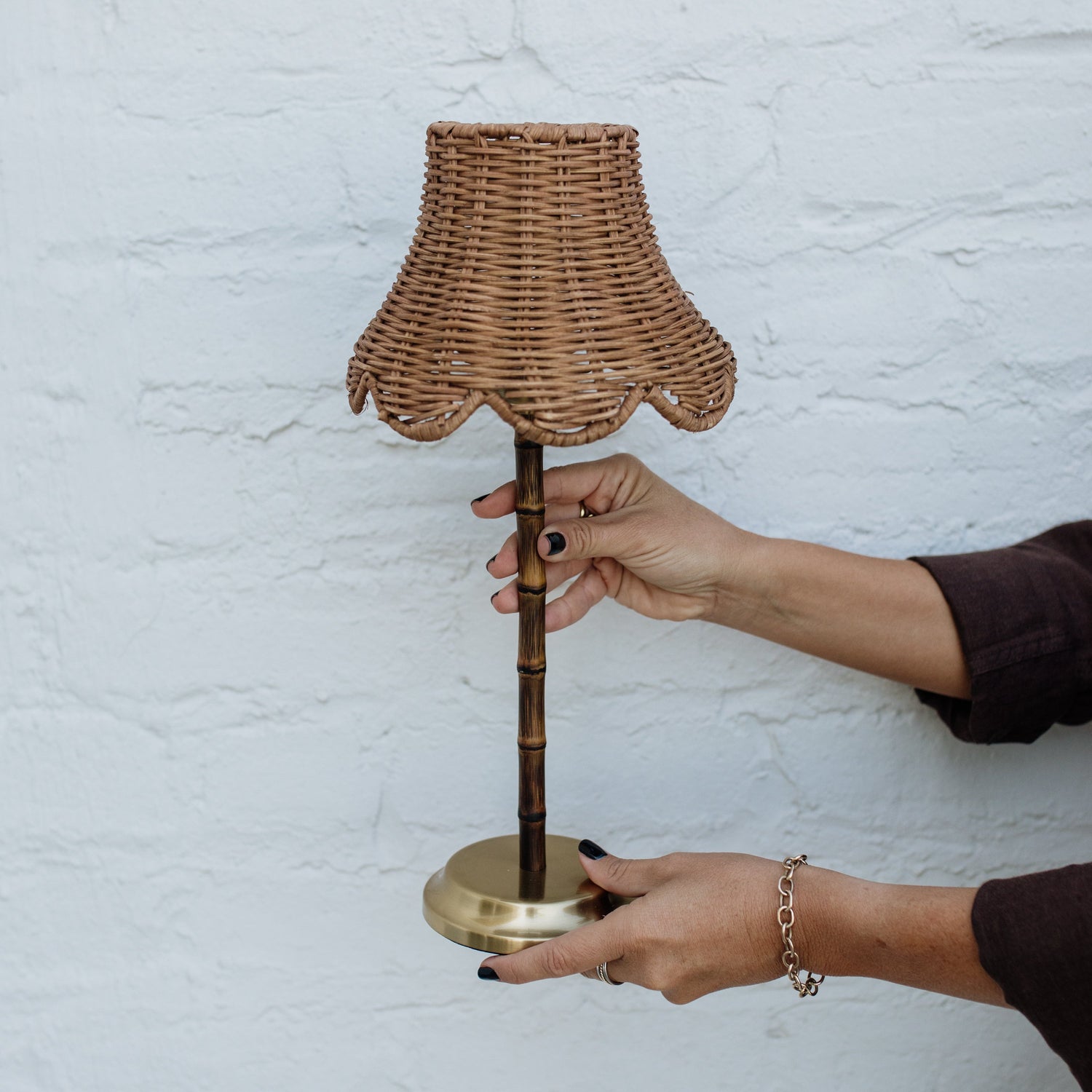 Bamboo Rechargeable Table Lamp With Lampshade