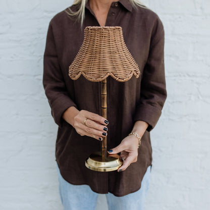 Bamboo Rechargeable Table Lamp With Lampshade