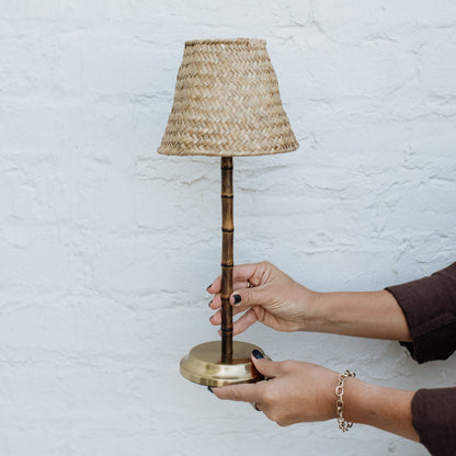 Bamboo Rechargeable Table Lamp With Lampshade