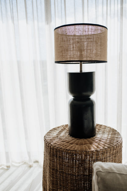 Hessian Lampshade With Black Trim