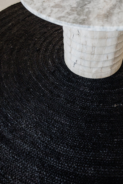 Black Round Jute Rug