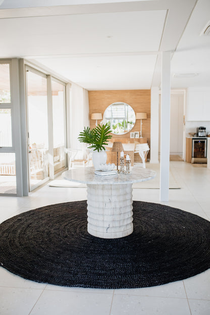 Black Round Jute Rug