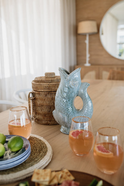 Rattan Ice Bucket with Tongs | Natural