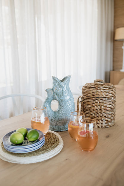 Rattan Ice Bucket with Tongs | Natural