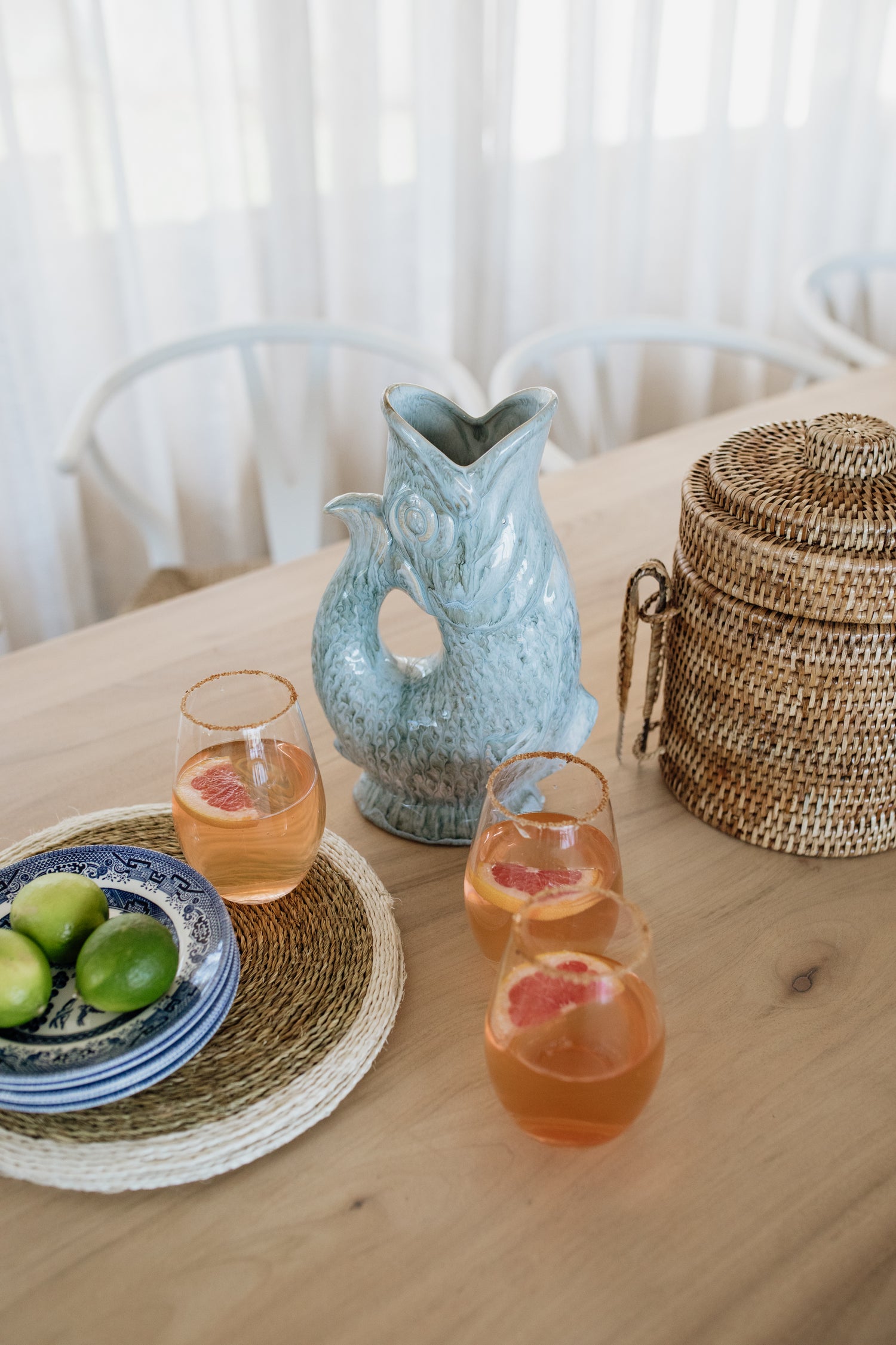 Rattan Ice Bucket with Tongs | Natural