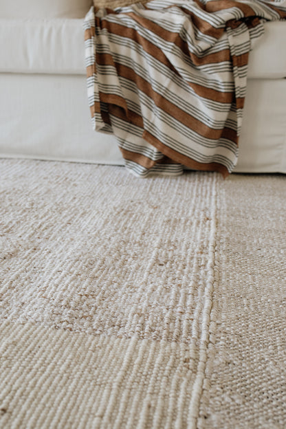 Cotton &amp; Velvet Throw  | Cashew, Black &amp; Natural Stripe