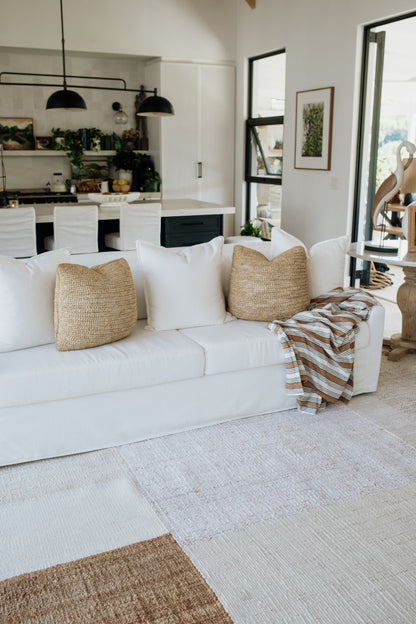 Cotton &amp; Velvet Throw  | Cashew, Black &amp; Natural Stripe