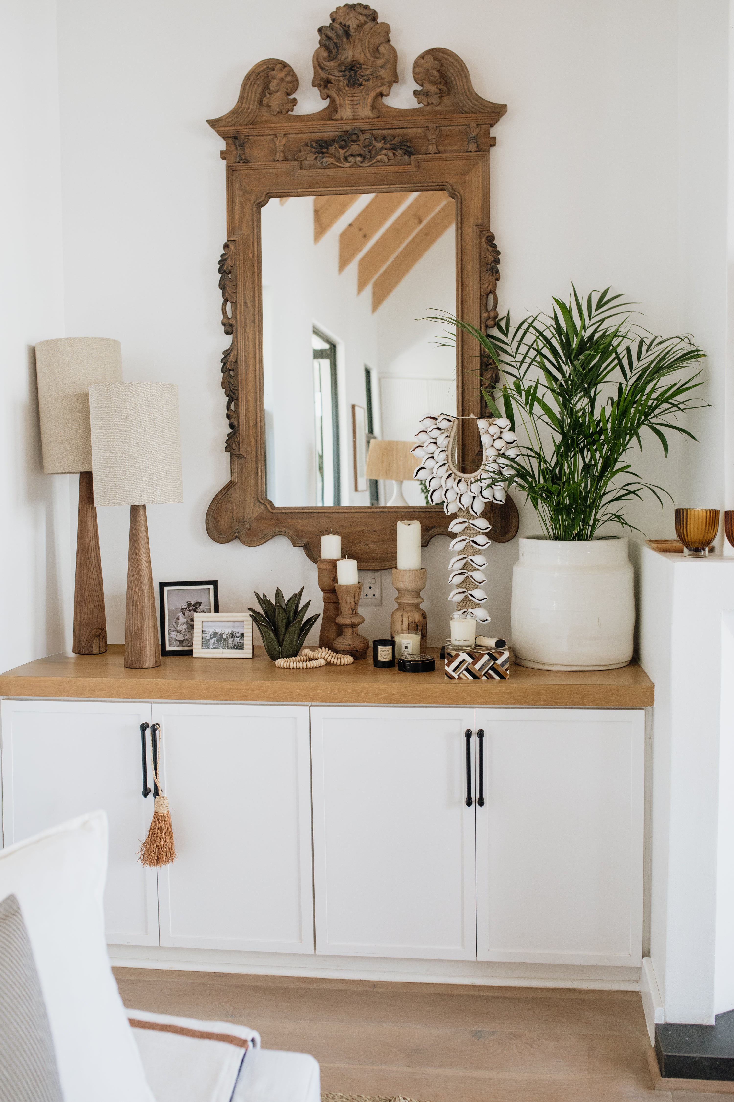 Wooden Lamp with Linen Shade