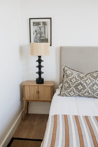 Cotton &amp; Velvet Throw  | Cashew, Black &amp; Natural Stripe