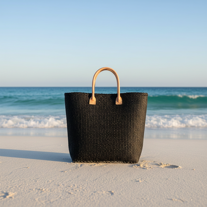 Sisal Bag With Leather Handles