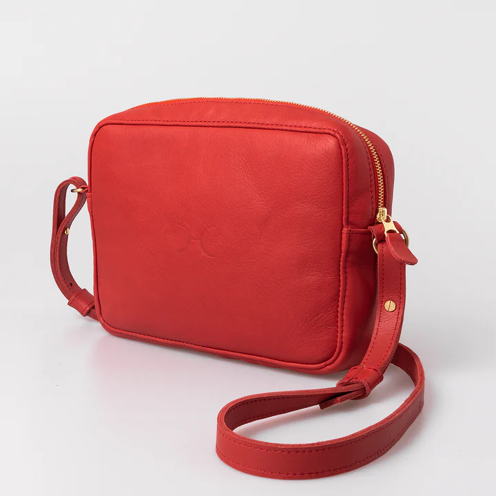Boxy Handbag Leather | Red
