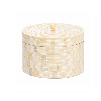 Round  Bone Display Deocrative Box | Cream