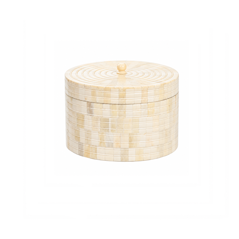 Round  Bone Display Deocrative Box | Cream
