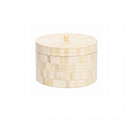 Round  Bone Display Deocrative Box | Cream