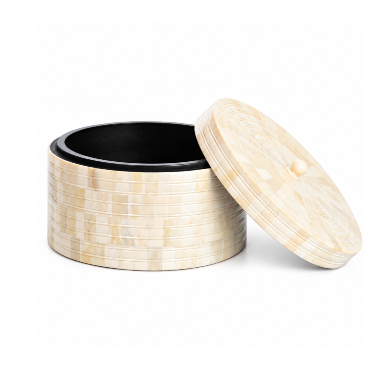 Round  Bone Display Deocrative Box | Cream
