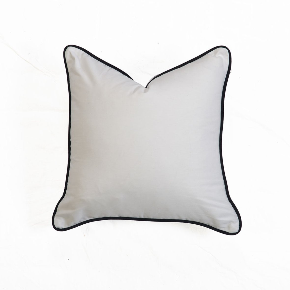 Denim Cushion Cover  | White with Black  Velvet Piping